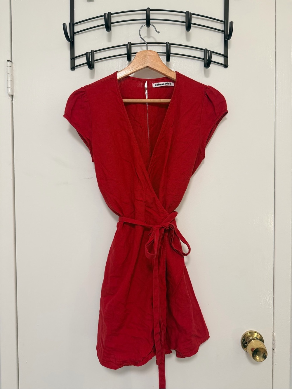 Reformation Red Linen Top